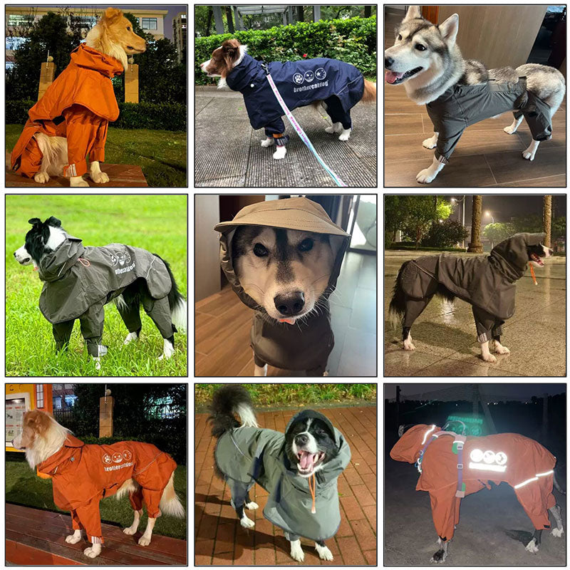 Adjustable Dog Raincoat – Waterproof, Windproof & Fully Wrapped Dog Jacket