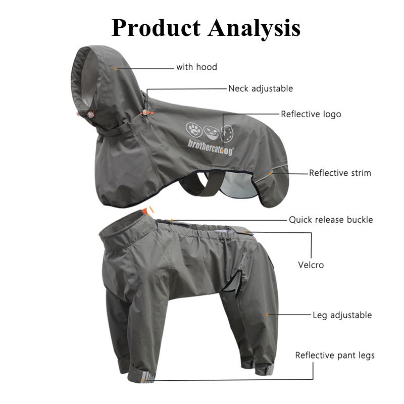 Adjustable Dog Raincoat – Waterproof, Windproof & Fully Wrapped Dog Jacket