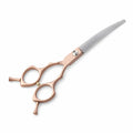 6.5 Inch Curved Pet Grooming Scissors for Dogs Cats, Rose Gold Up Down Trimming Shears
