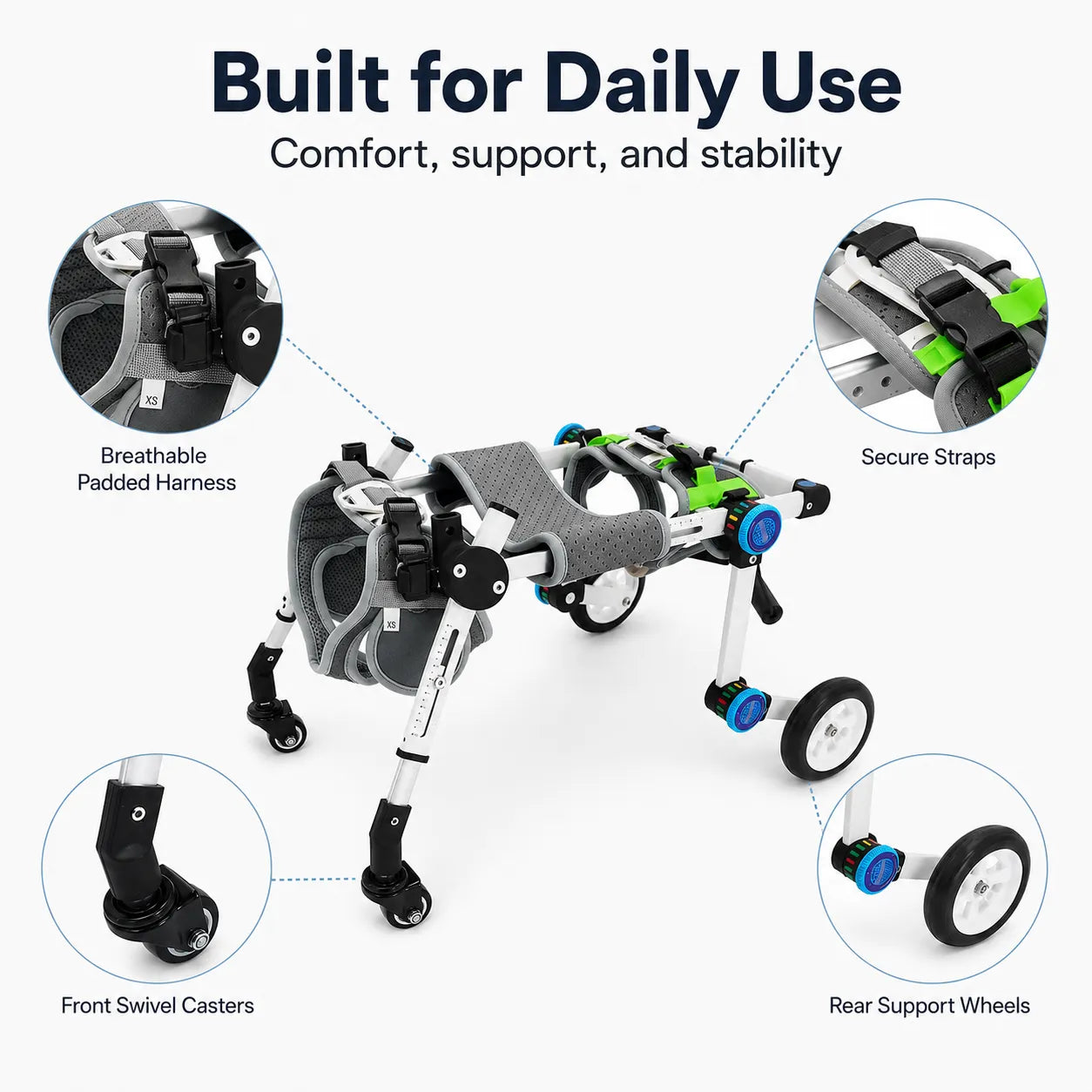 Dog Wheelchair for Disabled Dogs – Full Body Support
